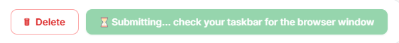 The submit button showing the hourglass mid-submission